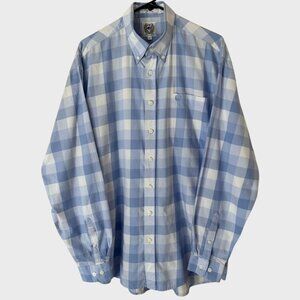 Cinch Check Pattern Button-Down Long-Sleeve Shirt Blue Men's Medium 100% Cotton